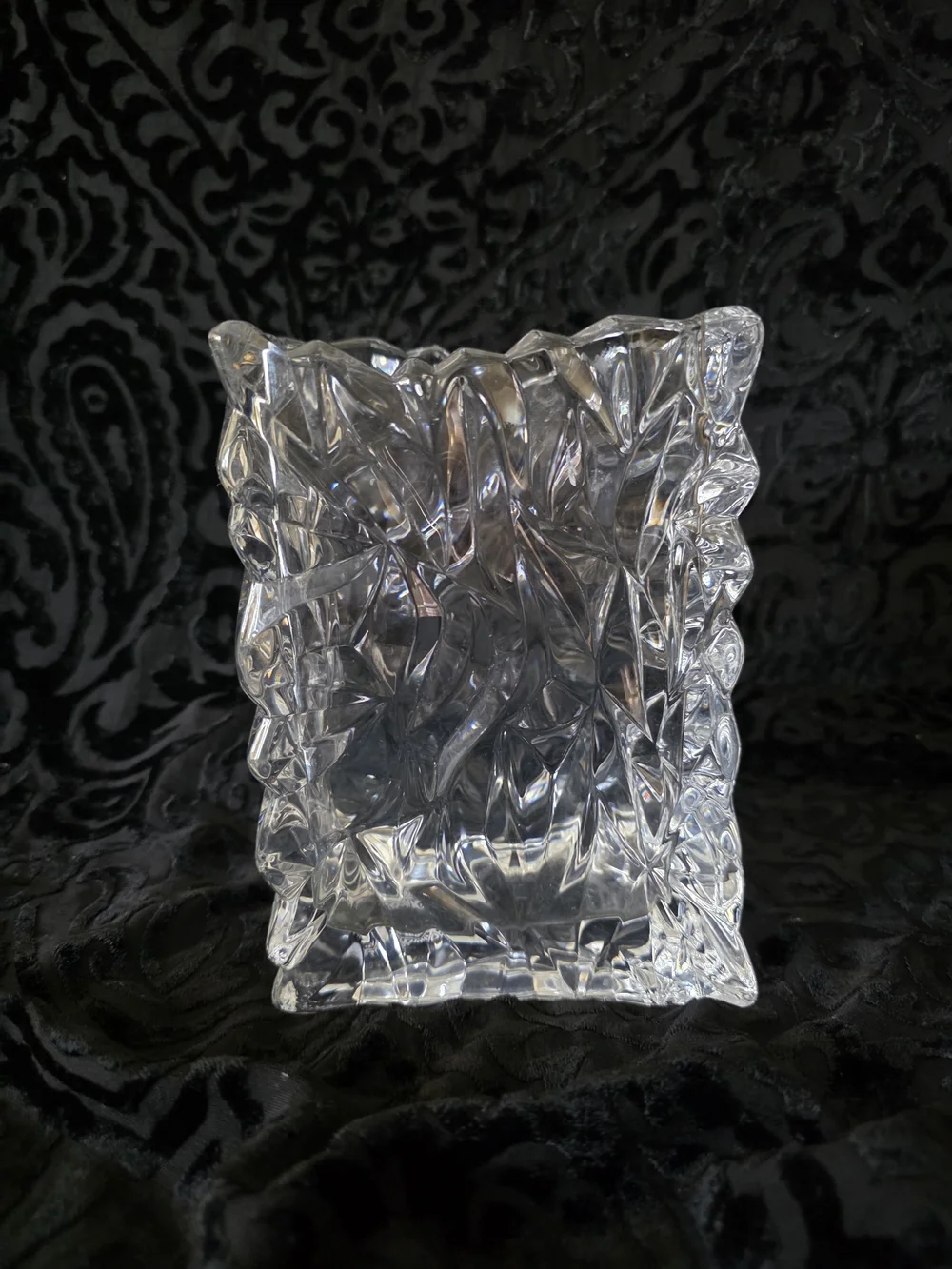 Rosenthal Studio Crystal Patterned Square Vase Linie Germany Signed